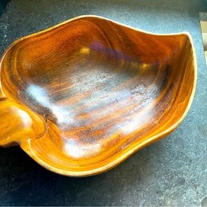 Mid Century Large wood hand carved Monkey Pod Salad/Fruit bowl
